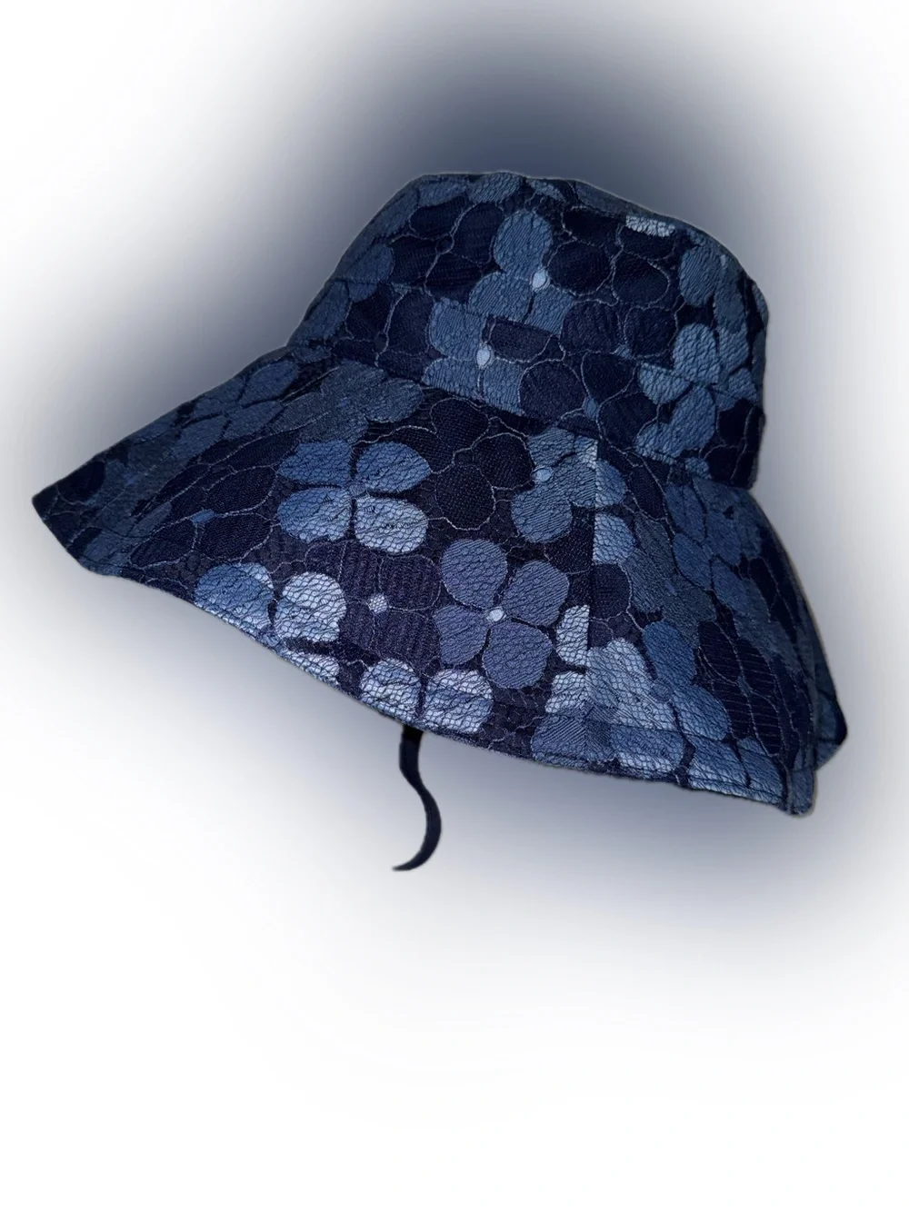 Free People “Molly” Navy Floral Classic Summer Bucket Hat, One Size
